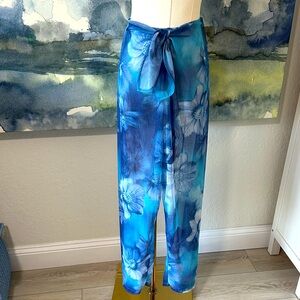 Cover Up Beach Pool Pants M Sheer Ties at Waist
